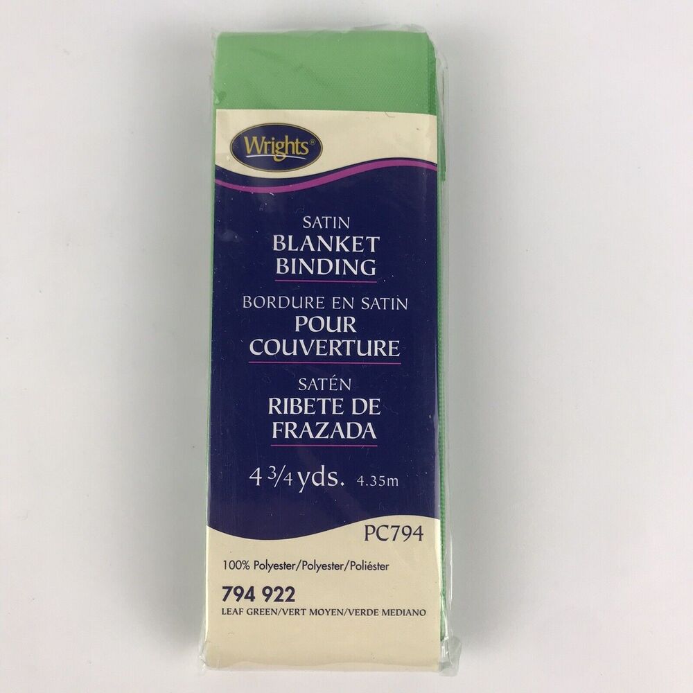 Wrights Satin Blanket Binding 794 922 Leaf Green 2 in Wide 4-3/4 Yards Polyester